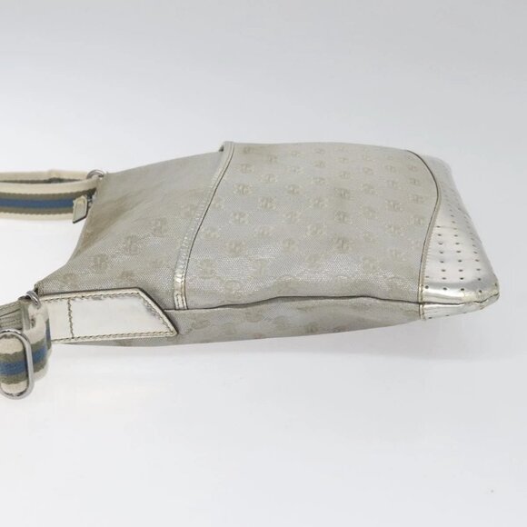 GUCCI GG Canvas Shoulder Bag Silver Blue 145857 Auth 110391 - Picture 7 of 16